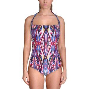 Becca by Rebecca Virtue Womens Aura Asymmetrical Halter Swim Top Separates NEW D